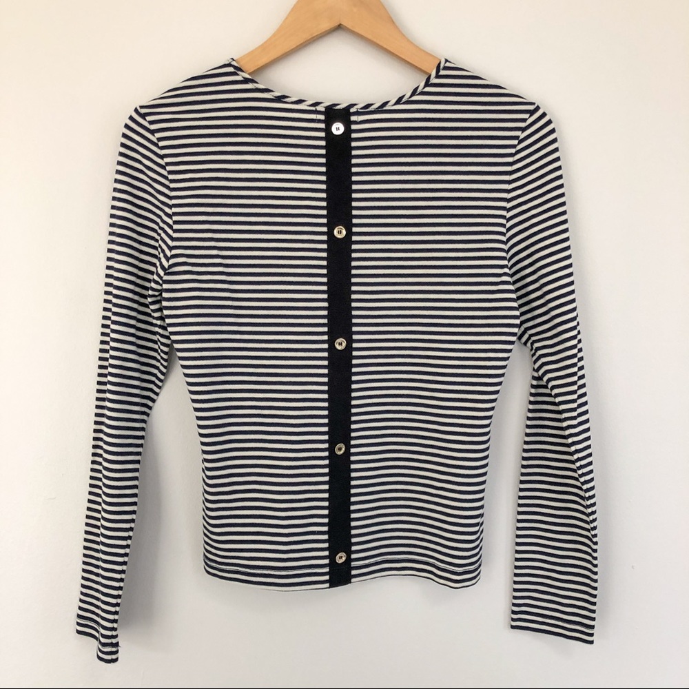 Closet closing 4/15, make offer! Chelsea28 Black and Cream Striped Long Sleev…